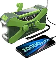 2022 Emergency Hand Crank Radio, Portable Solar Radio, AM/FM/NOAA Weather Forecast, LED Emergency Torch/Reading Light, 10000mAh Cell Phone Charger, SOS Alarm Outdoor Must-Have Artifact,Green