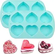 2 Pack Heart Silicone Molds, Small Heart Shaped Silicone Molds for Baking Valentine's Day Chocolate (Blue, One Size)