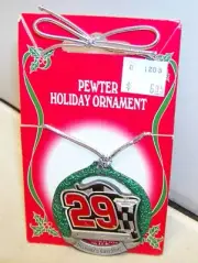 BERGAMONT NASCAR #29 KEVIN HARVICK RCR PEWTER WREATH CHRISTMAS ORNAMENT 2002 NIP
