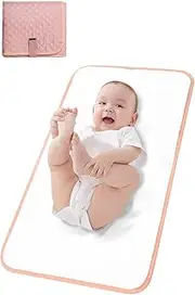 Lekebobor Baby Change Mat, Portable Nappy Changing Mat Waterproof Baby Change Pad for Travel, Quilted Pink