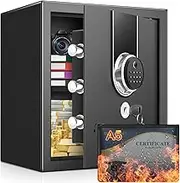 2.0 Cuft Biometric Safe Box, Fireproof Safe for Home with Digital Keypad and Spare Keys, Safety Box for Money, Documents, and other Valuables