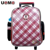 在飛比找momo購物網優惠-【UnMe】MIT高年級紅格風拉桿後背兩用書包(紅格/中高年
