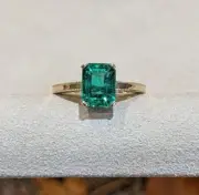 2.05 Ct Octagon Cut Natural Emerald Diamond Women s Ring 14K solid Yellow gold