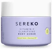 SEREKO Clarifying Body Scrub made with Fine textured bathsalts for gentle exfoliation skin | Vitamin C and Epsom salts | Skin brightening formula which also Exfoliates and removes dead skin | 100 g