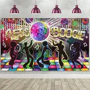 Disco 70s Theme Party Decorations Back to 60s 70s 80s 90s Let's Boogie Disco Dancing Night Photography Photo Booth Background Birthday Party Supplies, 72.8 x 43.3 Inches