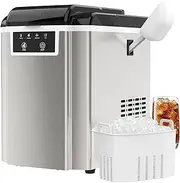 Advwin Nugget Ice Maker Countertop, 15KG/24H Pebble Ice Machine with Soft Chewable Ice, One-Click Operation & Self-Cleaning, Stainless Steel for Home Kitchen