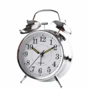 Sleek Chrome Alarm Clock with Luminous Hands Classic and Elegant Design