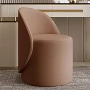 Rotating Dressing Stool, Bedroom Dressing Chair, Home Backrest Stool, Leather Dressing Chair, Easy to Use, Rubber Wood Frame, High Stability,Brown