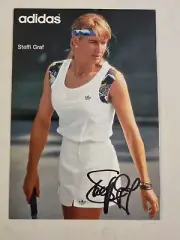 STEFFI GRAF SIGNED IN PERSON ADIDAS POSTCARD 4x6 INCH LEGENDS AUTHENTIC INK COA