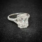 7 CT Radiant Cut Moissanite Basket Set Split Band Engagement Ring 14K White Gold