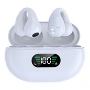 Bone Conduction Headphones Ear Clip On Bone Conduction Wireless Bluetooth 5.3 Earphones Sport Headphones -White