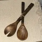 Brand New Wooden Farmhouse Table Decor Salad Fork & Spoon Tongs Bid 4 CHARITY❤️
