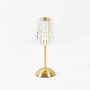 Rechargeable Touch Table Lamp LED Cone Crystal Cut Brass 30cm
