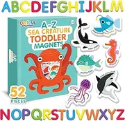 Curious Columbus - Fridge Magnets for Toddlers - Kids Magnetic Sea Creatures Toys for Kids with Foam Letters. Magnetic Sea Animal Toys for Toddler Learning ABC on Refrigerator