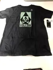 Volcom Black Green Logo Short Sleeve Shirt Small