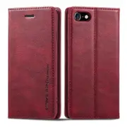 For iPhone SE 2022 / SE 2020 / 8 / 7 LC.IMEEKE RFID Anti-theft Leather Phone Case Red