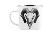 Grindstore Aries Skull Enamel Mug (White) (One Size)