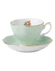 [Royal Albert] Polka Rose Teacup & Saucer Green