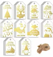 Christmas Gold Foil Gift Tags 120 PCS Christmas Paper Tags with Twine String New