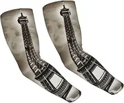 [FHEDVBN] Paris Eiffel Tower Arm Sleeves Compression Arm Covers for Men Women Outdoor Sun Sleeves Cooling Sports Sleeve, Black