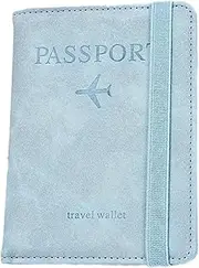 [eBoutik] RFID Blocking Passport Holder & Travel Wallet Organiser - PU Leather Document Case for Cards and Boarding Passes Cover for Men & Women, Blue, Standard, Travel Wallet