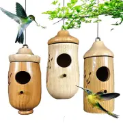Wooden Bird House for Outside Hanging, 3Pcs Bird Swing Bird Nest for Wren9383