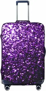 [pvinnk] Beautiful Purple Glitter Print Protective Luggage Cover Elastic Washable Suitcase Travel Gear Protector, White, Small