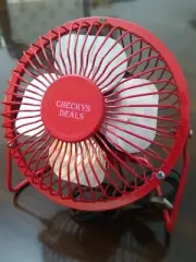 Checkys Deals 4 inch metal usb powered fan office computer desk portable RED