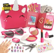 Toddler Purse for Little Girls 3-5 with Pretend Makeup Kit | Unicorn Kids Purse