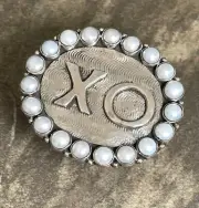 Echo of the Dreamer Large Sterling Silver and Pearl XO Ring