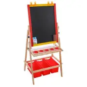 Children's Paint & Drawing Kids Art Easel Flip-Over Chalk & Dry Erase Board Bins