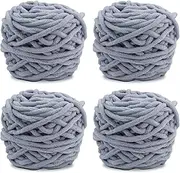 [TSLBW] Knitting Wool Yarn 4 x 100g Multi-ColoKnitting for Crochet,Soft Chunky Projects Making Plush Balls Handmade Bags Sweaters Shoes Hats Blankets Scarves,Light grey,(MONICA-306)