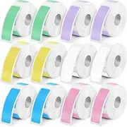 Marspark 1920 Pieces Label Tape Print Stickers Laminated Labeling Paper Replacement Compatible with D30 Portable Printer, 160 / Roll, 12 x 40 mm, Colorful