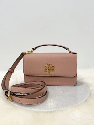 NWT AUTH Tory Burch Britten Mini Top Handle Satchel Crossbody Bag Pink Moon $398