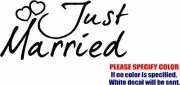 JUST MARRIED Graphic Die Cut decal sticker Car Truck Boat Window Bumper Wall 7"