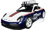 PORSCHE 911 DAKAR #953 "ROUGHROADS" BLUE & WHITE 1/24 DIECAST BY BBURAGO 28029