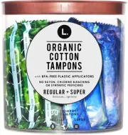 L. Organic Cotton Regular and Super Absorbency Compact Tampons Multipack 30 C...