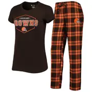 Women's Concepts Sport Brown/Orange Cleveland Browns Badge T-Shirt & Pants Sleep Set