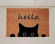 Black Cat Bombay Hello, Cute Cat Peeking Doormat, Welcome Mat, Funny Door Mat, Funny Gift, Home Doormat, Housewarming