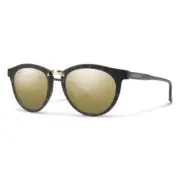 Smith Questa Lady Round Sunglasses Ash Tortoise Brown Grey/Polarized Gold Mirror
