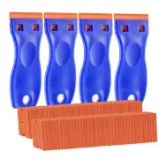 4 Pcs Plastic Razor Blade Scraper Tool with 100 Pcs Plastic Blades for Adhesive
