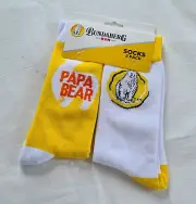 Bundaberg Rum Bear Mens White Yellow Crew Socks 2 Pack One Size New