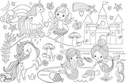 Reusable Silicone Drawing MAT- Enchanted Kingdom - Enchanted Kingdom with 12 Washable Markers
