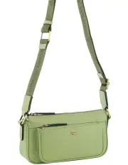 [PIERRE CARDIN] Leather Cross-Body Bag in Jade