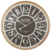 Willow & Silk Wooden Large 68cm Distressed Grid Analogue Wall Clock Decor