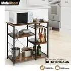 Wooden[MICROWAVE SHELF+WIRE BASKET DRAWER]Kitchen Oven Storage Stand Baker Rack