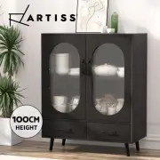 Artiss Buffet Sideboard Cupboard Cabinet Doors 2-Tier Shelf Storage Table Black
