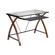 Flash Furniture Glass Computer Desk With Pull-Out Keyboard [NAN-JN-2824S-GG]