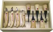 Flexcut Deluxe Palm / Knife Set High Carbon Steel Blade Ergonomic Wood Handle