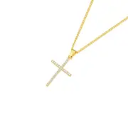 9ct Gold Cubic Zirconia Cross Pendant in Clear